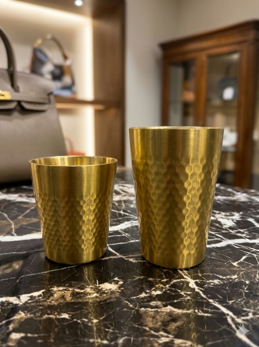 Golden Steel Glass – Hammered Design