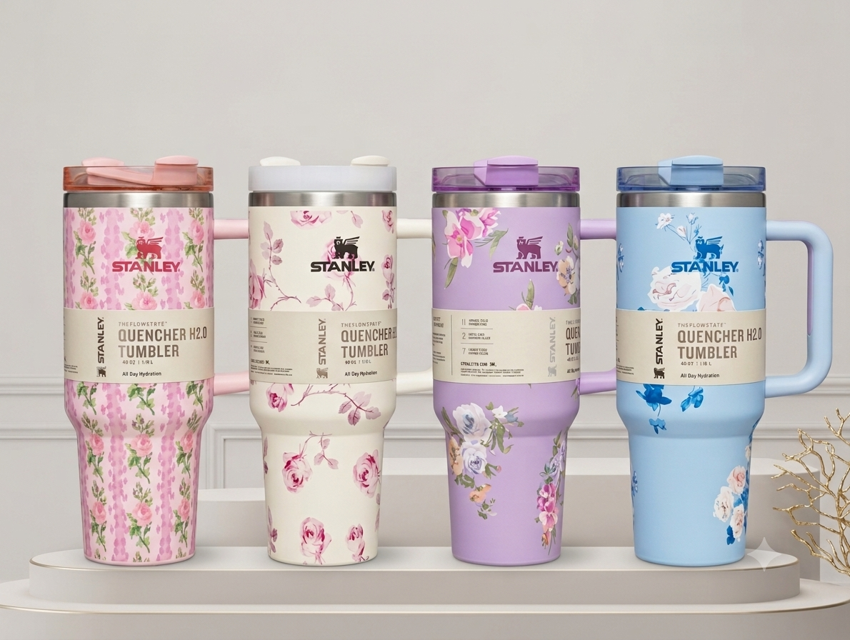 Floral Stanley Quencher Tumbler 40 oz